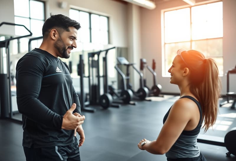 Professional personal trainer coaching client in modern Austin gym