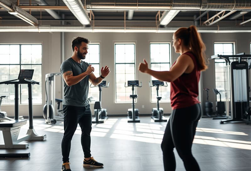 Professional personal trainer coaching client in Zilker Austin fitness studio