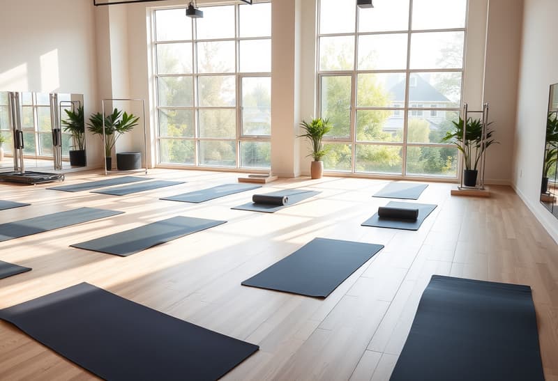 Peaceful yoga and pilates studio at FitForward with natural light